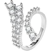yuruyi S925 Sterling Silver Rings for Women, Cross Shaped Adjustable Opend Band Thumb Finger Cubic Zirconia Ring, Engagement Rings Promise Bands for Women Statement Ring
