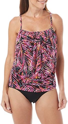 A Shore Fit Womens South Beach Blouson Tankini Top 14 Pink/multi