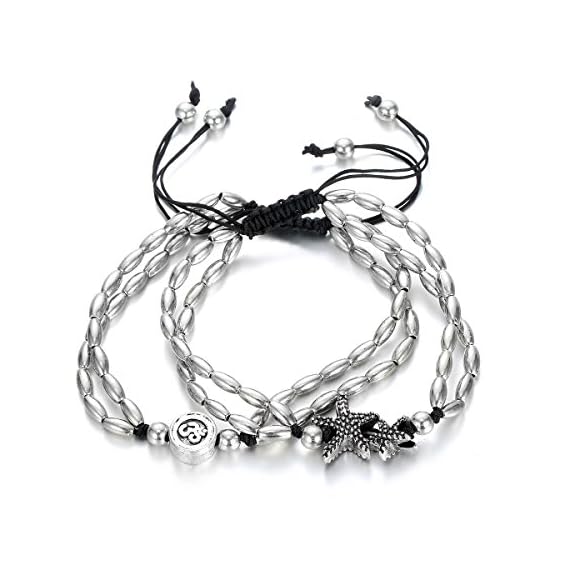 MengPa-Silver-Starfish-Anklets-for-Women-Beach-Beaded-Braided-Adjustable-Anklet-Foot-Jewelry-Starfish