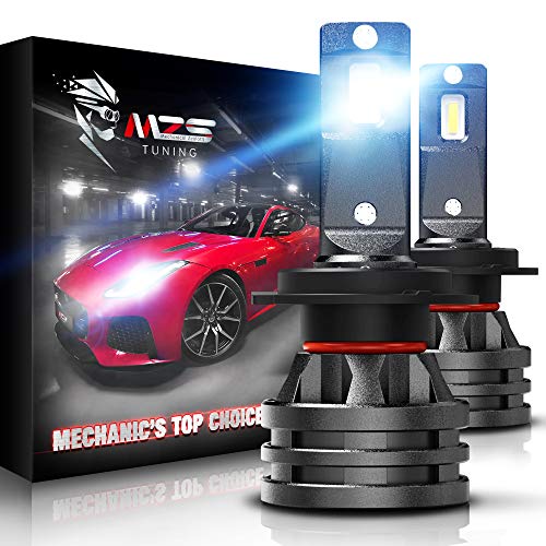 MZS Mini H7 LED Headlight Bulbs,10000LM 6500K Cool White CREE Chips All-in-One Conversion Kit w/360 Degree Adjustable Beam