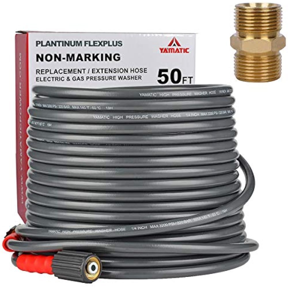 YAMATIC Flex+ Improve Pressure Washer Extension Hose 50 FT 3200PSI, M22