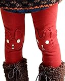 BogiWell Kid Girl Fall Winter Cute Warm Thick Rabbit Printed Fleece Legging Pant