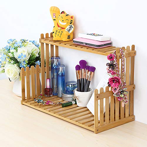OGORI Plant Stand Flower Display Stand, 2 Tier Desk Shelf Rack Bamboo Bonsai Tools - Thumbnail 5