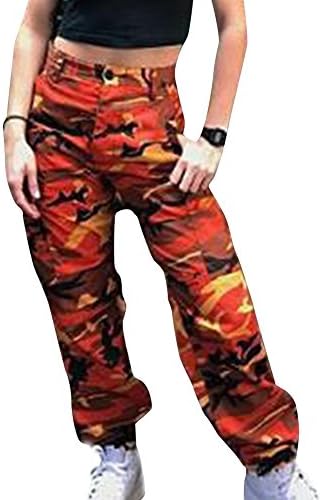 Shineya Women Fashion Loose Camouflage Long Pants Casual Outdoor Sport Pants Orange XXXL