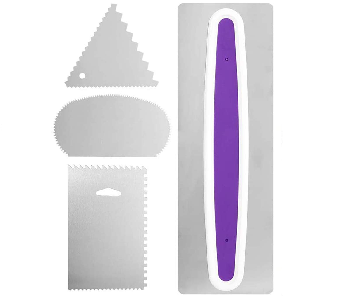 DELFINOCake Scraper, Cream Scraper Cream Icing Polisher Stainless Steel Cake Edge Decorating DIY Tool Mousse Cream Sugar Craft for Bread Baking Cake Enthusiast Beginner Professional Baker