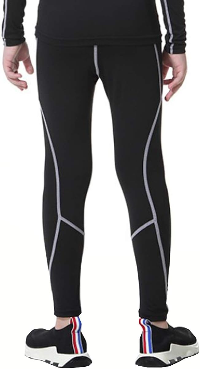 Youth Boys Compression Leggings Athletic Pants Base Layer Football Workout Tight: Clothing