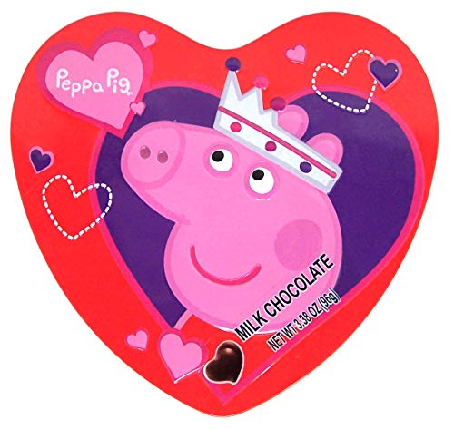 Peppa Pig Valentines Day Heart Tin with Milk Chocolate Candy, 3.38 Ounce