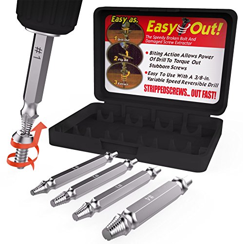 4 Piece Damaged Screw Remover Set. Damaged Screw and Bolt Extractor Set Easily Remove Stripped or Damaged Screws. Made From H.S.S. 4341#, the Hardness Is 62-63hrc - Aisxle