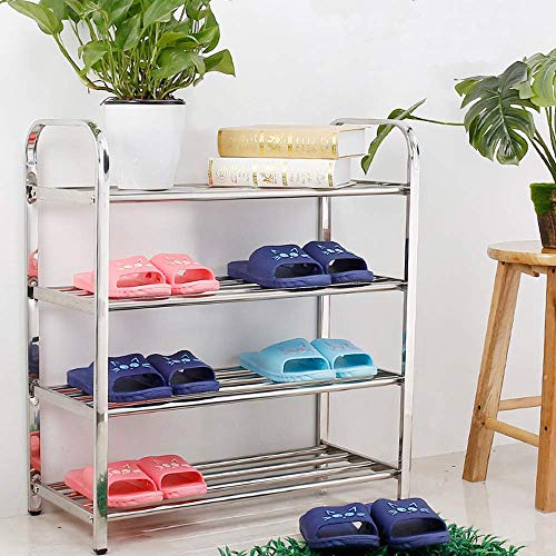 image for FANHAO Upgraded 4-Tier Shoe Rack, 100% Stainless Steel Shoe Storage Or