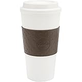 Copco 2510-9963 Acadia Double Wall Insulated Travel Mug with Non-Slip Sleeve, 16-Ounce, White/Brown