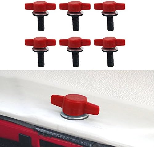 POMAR 6pcs Hard Top Quick Removal Change Thumb Screw Kit for 2007 - 2017 Jeep Wrangler CJ YJ TJ JK Sport Sahara Rubicon Freedom (Red)