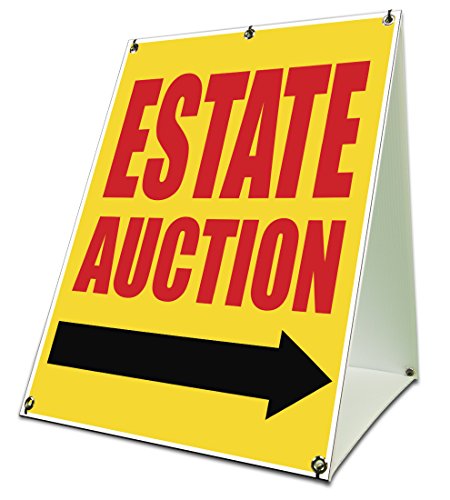 Yellow Estate Auction Sidewalk A Frame 18"x24" Outdoor Store Retail Sign