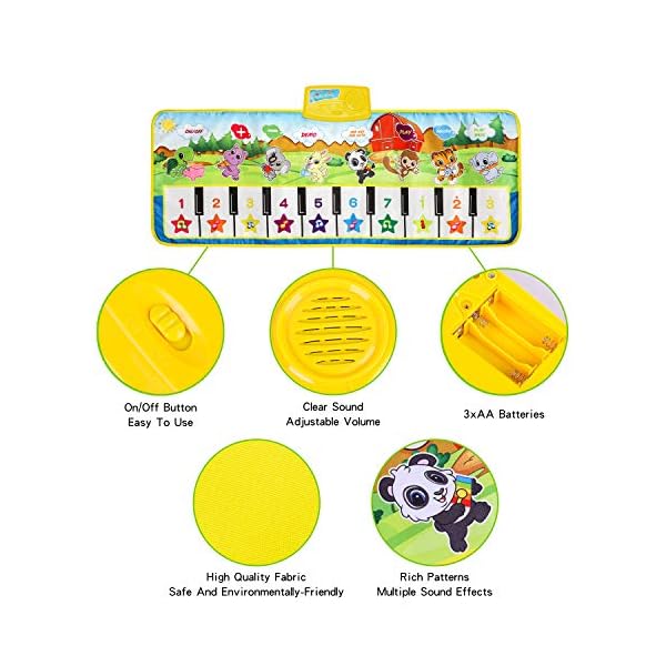 sanlinkee Piano Mat for Kids, Music Mats Touch Play Musical Carpet Piano Floor Mat for Children