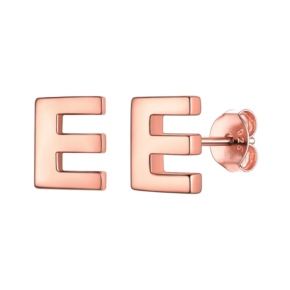 ChicSilver Initial E Stud Earrings for Women Minimalist Jewelry Rose Gold Alphabet Name Earring