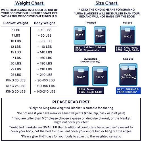 Luna Adult Weighted Blanket 3 Piece Duvet Cover Set 10 Lbs 60x80