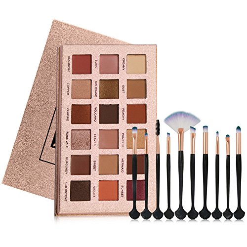 FORUU Women's Eyeshadow, 2019 Valentine's Day Surprise Best Gift For Girlfriend Lover Wife Party Under 5 Free delivery 18 Color Shimmer Glitter Eye Shadow Powder Matt Makeup Brush Set