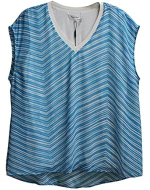 Womens Striped Top Blue White XL