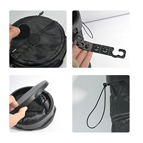 Car Trash Can Portable Folding Garbage Can for Vehicle - Collapsible Pop-up Trash Bin with Cover, BOBOTATA Universal Traveling Car Trash Bag (Black)