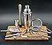Highball & Chaser Premium Cocktail Shaker Bartender Kit with Natural Bamboo Stand. Beautiful Cobbler Cocktail Shaker Set with Bar Tools. Stainless Steel Bar Set with Stand