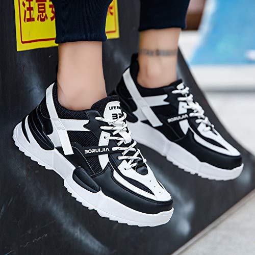 TnaIolral Men Running Sneakers Mesh Casual Shoes Low-Top Student Breathable Shoes (US:9.5, Black)