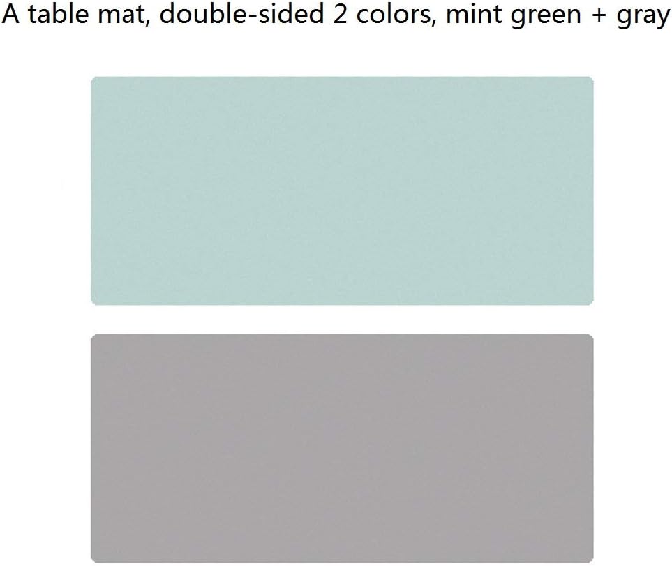 LL-COEUR Double Sided Leather Mouse Pad Multifunctional Keyboard Mat Waterproof Table Mat(800 x 400 x 2 mm, Mint Green + Gray) - Image 3