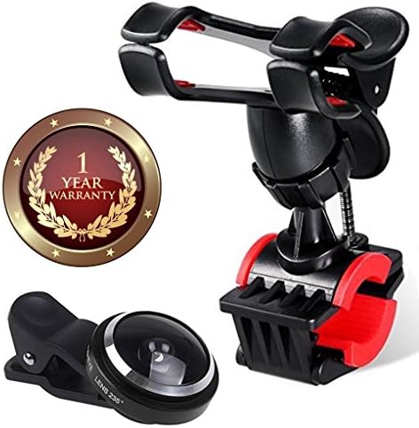 Elevea 235 Degree Fish Eye Camera Lens & 360 Rotating Universal Safe Steering Wheel for Bike,Bicycle Mount Holder For all Android/iOS Devices-Assorted colour (1 year Warranty)