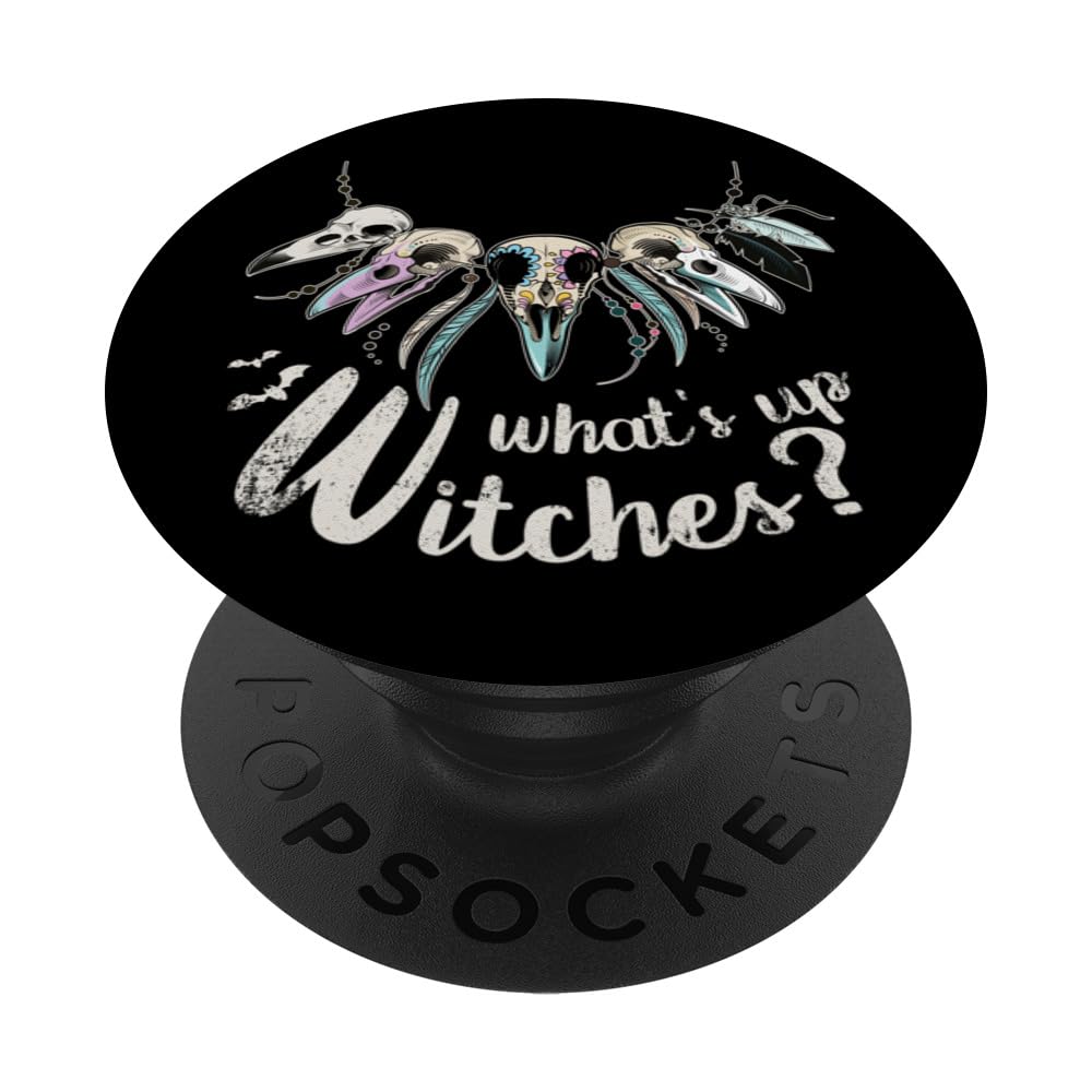 What's up Witches? Halloween, Raven Sugar Skulls PopSockets Adhesive PopGrip