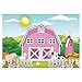 Funnytree 7x5ft Cartoon Farm Animals Party Backdrop Pink Barn Girl Baby Shower Birthday Photography Background Cow Grass Rustic Barnyard Scenic Banner Cake Table Decoration Photo Booth Props