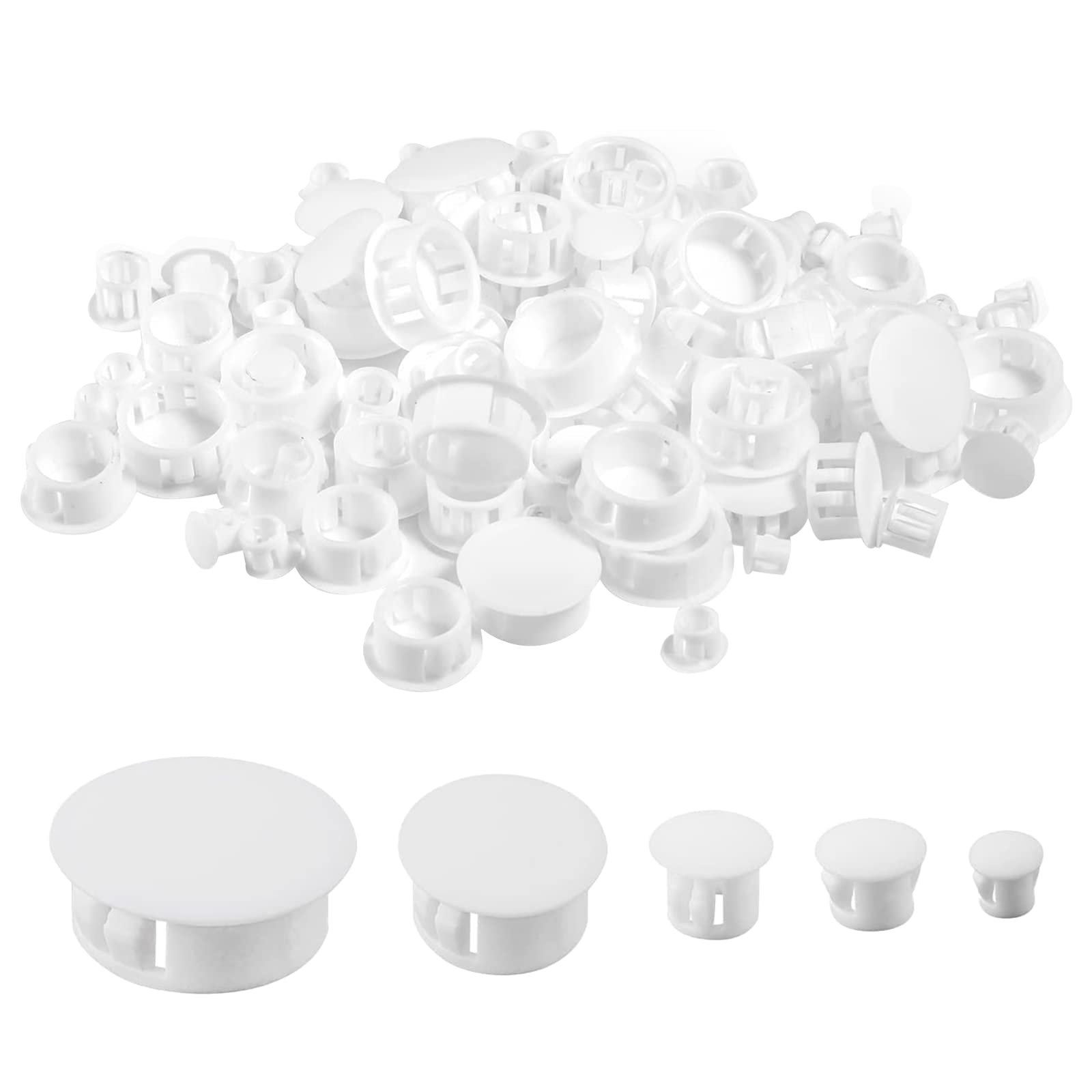 KRISFD Cover Caps For Drill Holes White 120pcs 6/8/10/16/20mm White Cabinet Hole Plugs Screw Plastic Plugs For Holes Plastic Cabinet Hole Plugs Flush Hole Plugs Locking For Locking Hole Tube Furniture