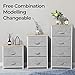 Aingoo Dresser Storage 4 Drawers Storage Bedroom Steel Frame Fabric Dressers Drawers for Clothes Grey Wood Board
