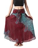 Banjamath@ Women's Long Bohemian Style Gypsy Boho Hippie Skirt (M, Mandala Red)