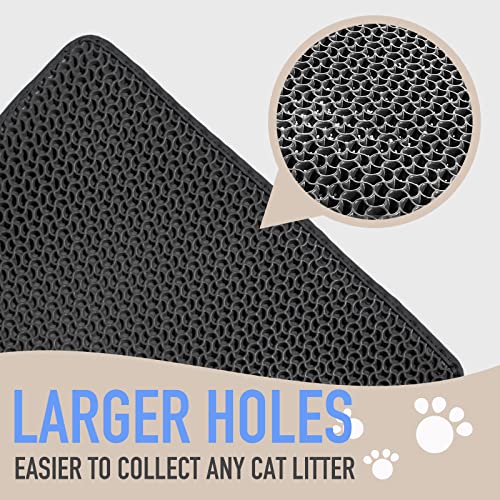 Shekkam Cat Litter Mat Large DoubleLayer Litter Trapping Mat, Diamond Larger Holes for Any Cat