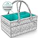 Baby Diaper Caddy Organizer - Portable Large diaper caddy tote - Car Travel Bag - Nursery diaper caddy Storage Bin - Gray Felt Basket Infant Girl Boy - Cute Gift for Kids - Newborn Registry Must Have