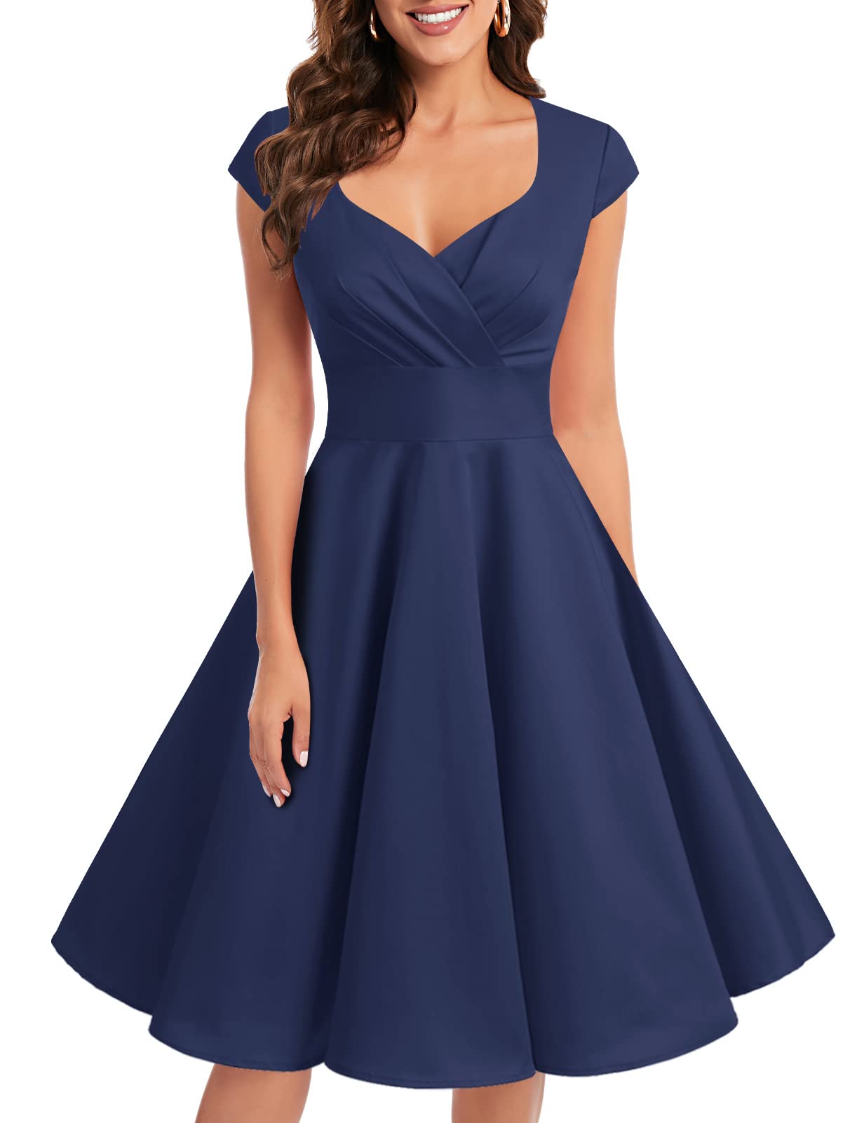 Photo 1 of **VERY USED**DIRTY** Bbonlinedress Women's 1950s Cocktail Wedding Guest Dress Short Bridesmaid Retro Vintage Prom Swing Dresses Navy XL