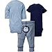 Gerber Baby Boy 3 Piece Long and Short Sleeve Onesies With Pant, brave, 3-6 Months