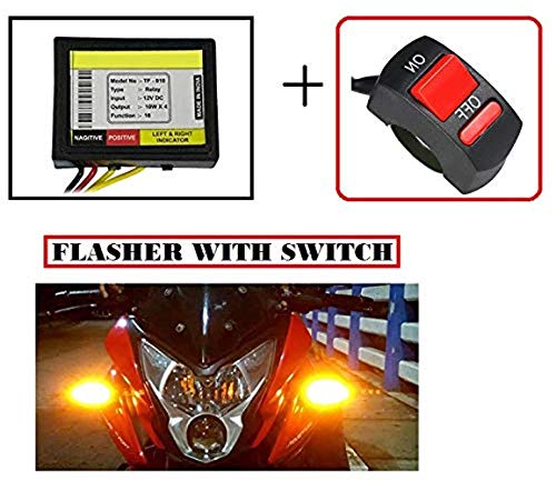 Meenu Arts Universal Bike Hazard Flasher Relay with Switch for All LED/Bulb Indicators H-27