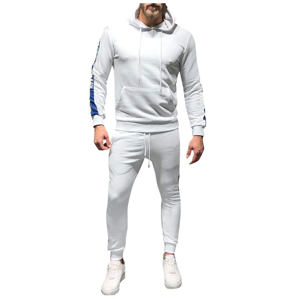 Men Sport Suit Gradient Sweatsuit Zipper Hoodies Outfit Contrast Jogging Full Tracksuit