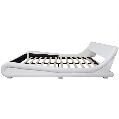 Tidyard- Bettrahmen 180x200 cm Kunstleder Bettgestell Doppelbett Curl Weiß