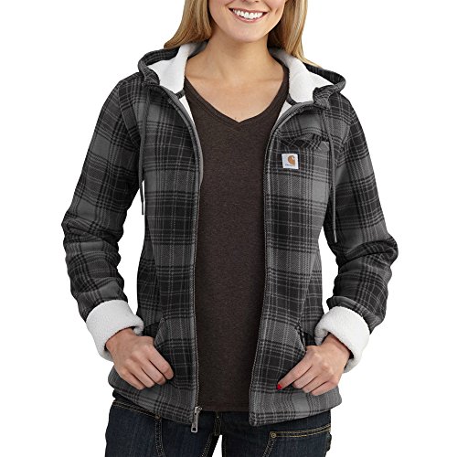 Carhartt Women's Cedar Fleece Sherpa Hooded Jacket, Charcoal, Small