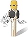 Wireless Karaoke Microphone, Pecosso Bluetooth Microphone, Portable 3-in-1 Handled Multi-function Player Built-in Speaker for PC Smartphone iPhone Android; Home Outdoor Party & Live Broadcast - Gold