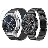 Gear S3 Frontier/Classic Watch Bands, Valkit 22mm Stainless Steel Band, Milanese Loop Mesh Replacement Metal Strap +Screen Protector for Samsung Gear S3 Frontier/Classic Smart Watch/Galaxy Watch 46mm