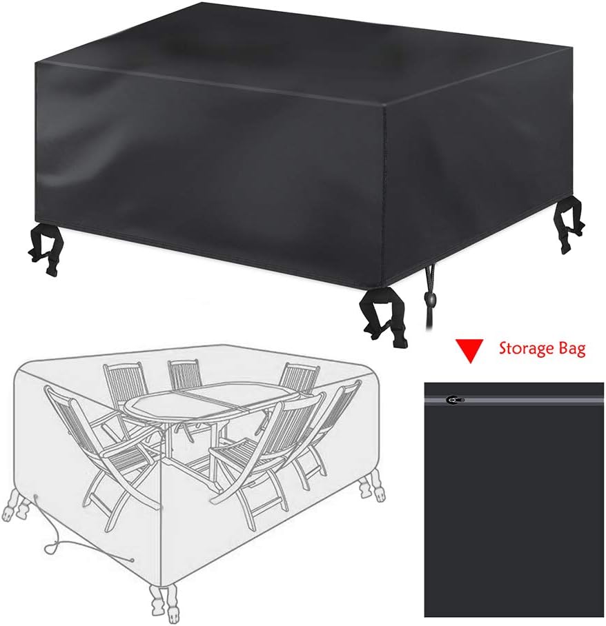 Garden Furniture Cover,Bigzzia Rattan Cube Set Cover 420D Oxford fabric Patio Table Cover Windproof Anti-UV with 4 Fixing Buckles For Tables Chairs