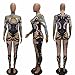 Halloween Costume Women Sexy Psychedelic Print Long Sleeve Bodycon Long Pants Jumpsuit Romper Clubwear All-In-One Catsuit,Black,XL