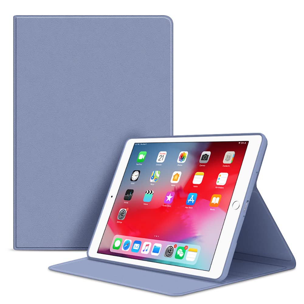 VAGHVEO Case for iPad 9th Generation 10.2 2021/2020/2019, iPad Air 10.5/Pro 10.5" Smart Cases with Flexible Soft TPU Protective Back Cover, PU Leather Shockproof Shell for iPad 8/7th Gen, Purple Grey