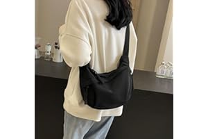 Nylon Crossbody Bags for Women, Slouchy Hobo Shoulder Bag with Multiple Pockets Spacious Purse for Work Travel Gym Daily Use