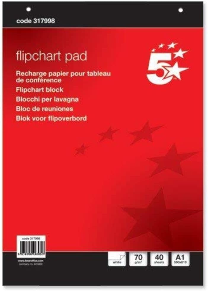 5 Star Office Flipchart Pad Perforated 40 Sheets A1 Plain Red 813x584mm