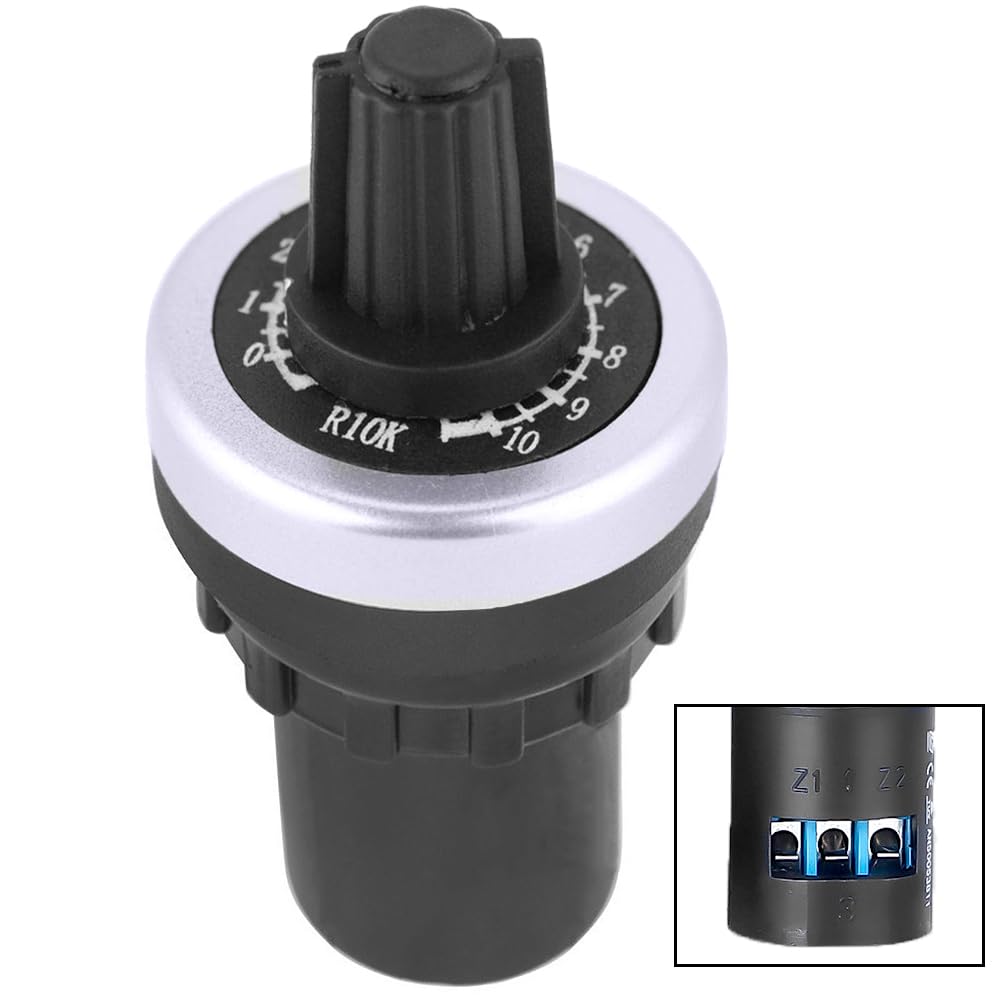 Litensh LA42DWQ 22mm 10k Governor Rotary Potentiometer Pot Inverter Converter Resistance Variable Speed Drive Potentiometer Switch, 10K ohm