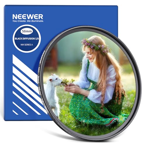 NEEWER 58mm ミスト用ブラック拡散1/8フィルター 映画効果 超薄