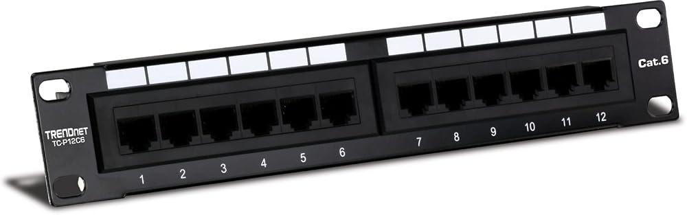 TRENDnet TC-P12C6 12-Port Cat 6 Unshielded Patch Panel 10 Inch Black