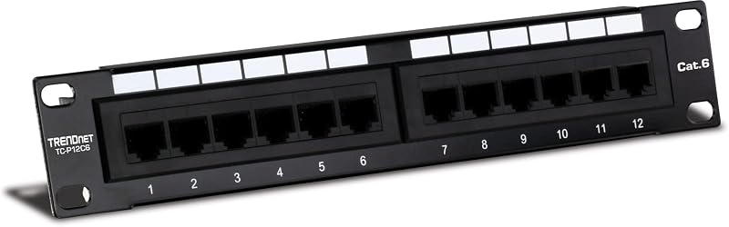 TRENDnet TC-P12C6 12-Port Cat 6 Unshielded Patch Panel 10 Inch Black